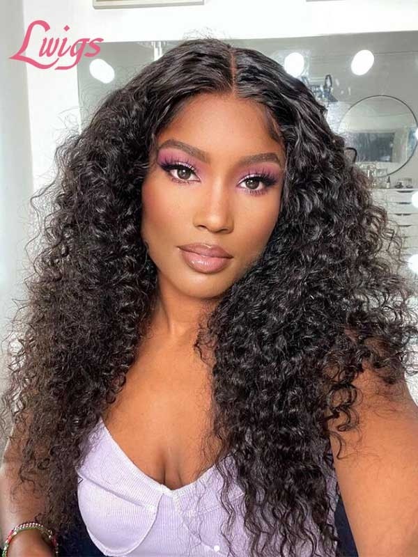 2021 New Fashion Tint Curly Wig With Pre Plucked Hairline 55 HD Lace Front Wig In Brazilian Virgin Human Hair  LWIGS101