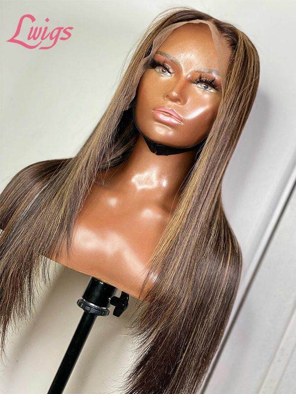 Tax Refund Combo Sale High Light Color Silky Straight Human Hair With Deep Wave 4*4 Lace Front Wig TAX19