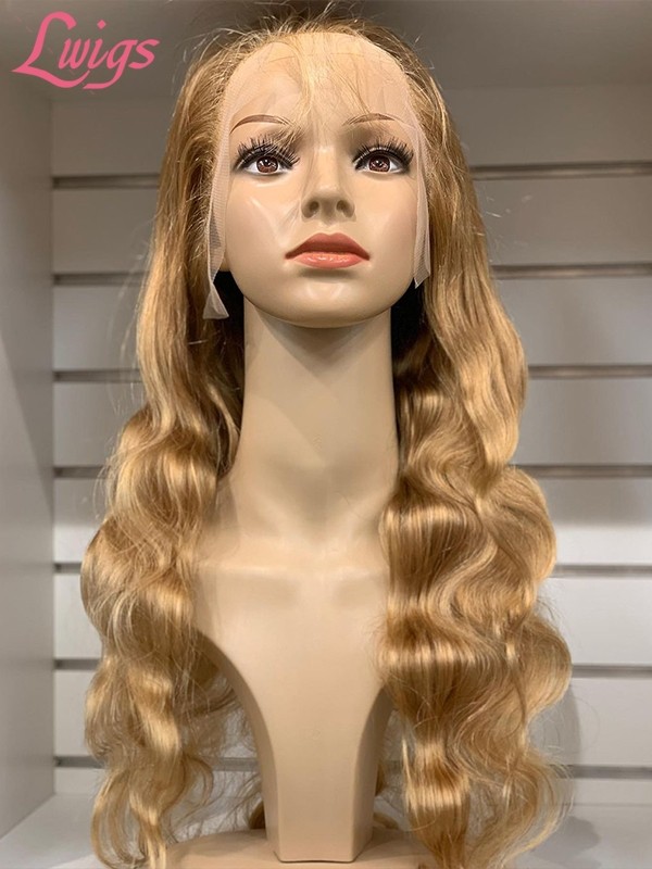Hair Trends Blonde Hair Color Bleached Knots Body Wave Wig HD Lace Frontal Wig With Pre-plucked Clean Hairline Lwigs313