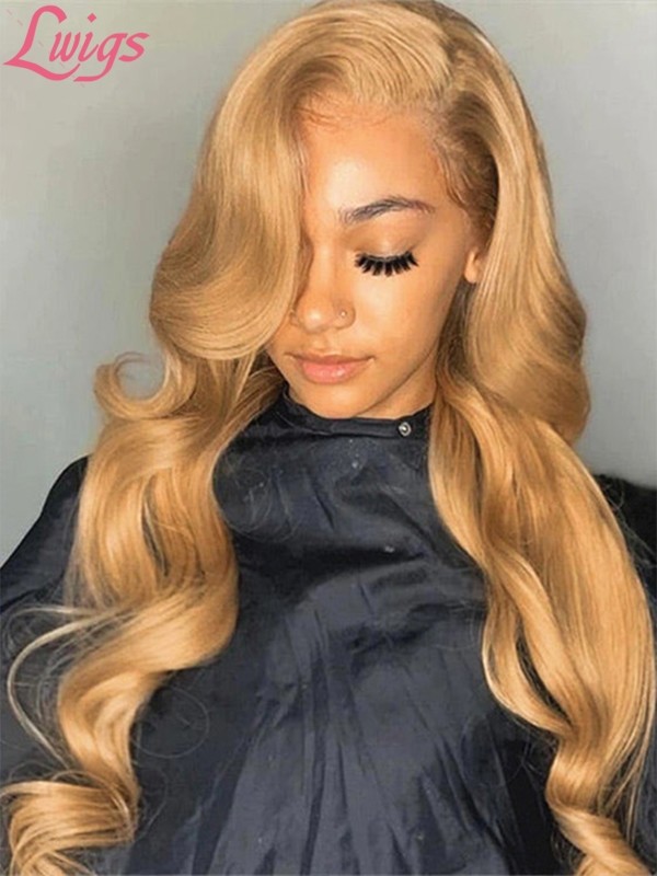Hair Trends Blonde Hair Color Bleached Knots Body Wave Wig HD Lace Frontal Wig With Pre-plucked Clean Hairline Lwigs313
