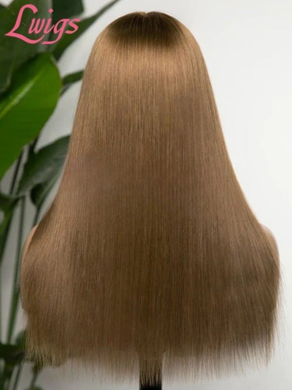 2025 Trends 13x6 Lace Front Pre Plucked Bleached Knots Chestnut Brown Straight Human Hair Black Girl 360 HD Lace Wig NEW11