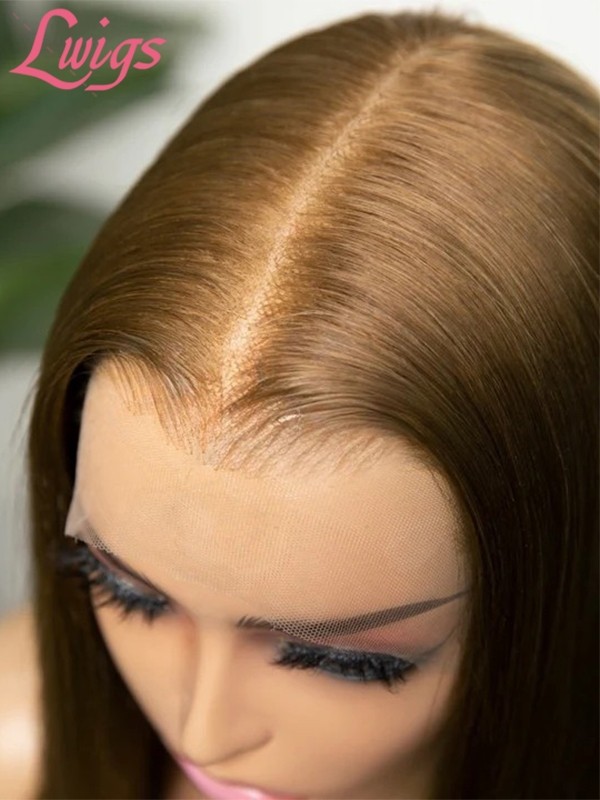 2025 Trends 13x6 Lace Front Pre Plucked Bleached Knots Chestnut Brown Straight Human Hair Black Girl 360 HD Lace Wig NEW11