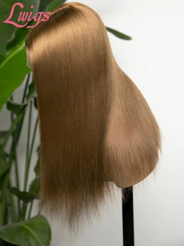 2025 Trends 13x6 Lace Front Pre Plucked Bleached Knots Chestnut Brown Straight Human Hair Black Girl 360 HD Lace Wig NEW11