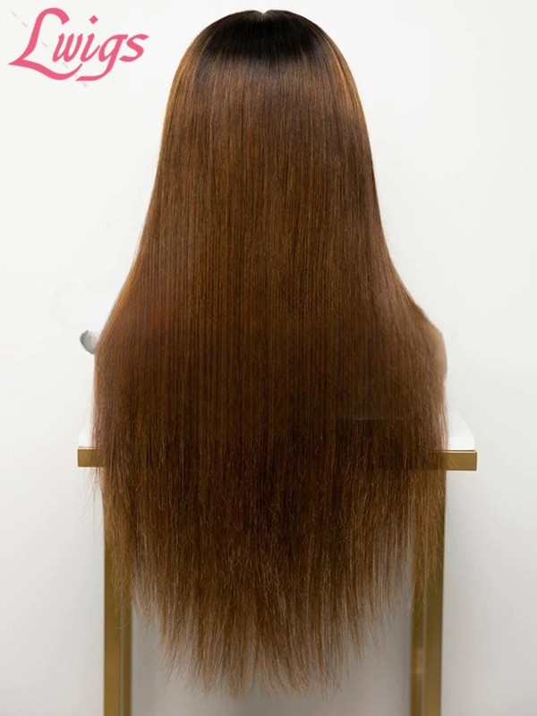 2025 Trends Haircuts For Long Straight Hair Brazilian Human Hair Ash Brown Ombre Hair Color Wig Natural Hairline Baby Hairs NEW10