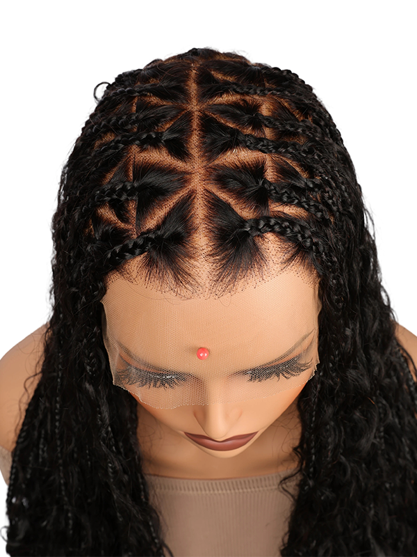 Lwigs Most-Fit Cap 180% Density Invisible Drawstring Real Skinlike HD Full Lace Knotless Long Braided Wig UD03