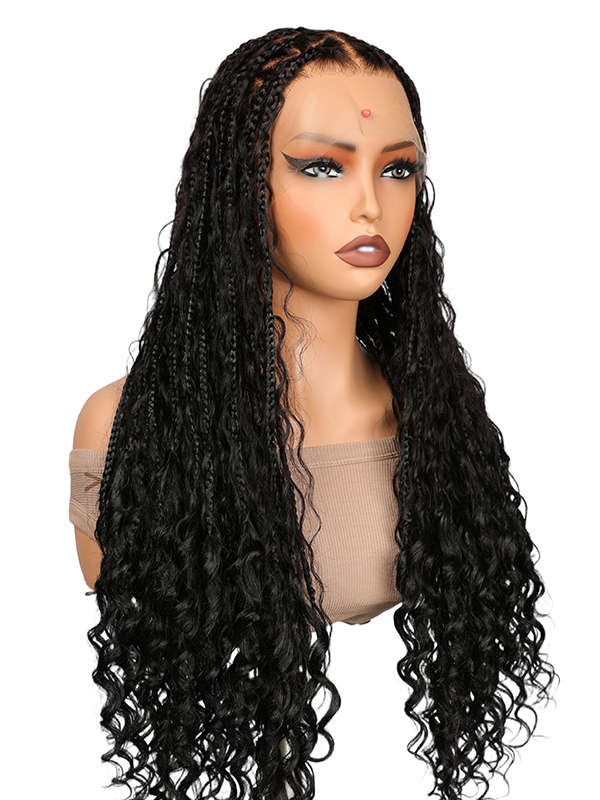 Lwigs Most-Fit Cap 180% Density Invisible Drawstring Real Skinlike HD Full Lace Knotless Long Braided Wig UD03