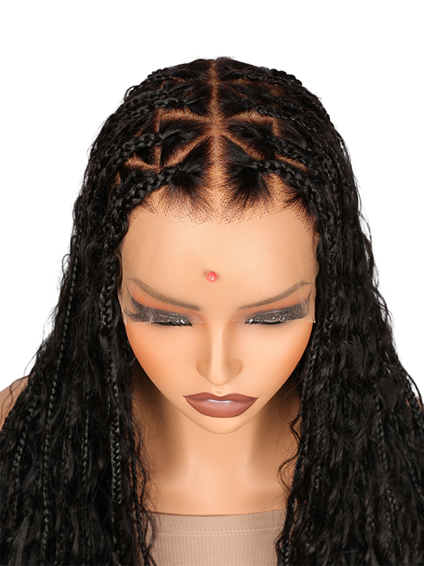Lwigs Most-Fit Cap 180% Density Invisible Drawstring Real Skinlike HD Full Lace Knotless Long Braided Wig UD03