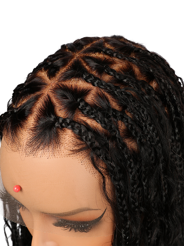 Lwigs Most-Fit Cap 180% Density Invisible Drawstring Real Skinlike HD Full Lace Knotless Long Braided Wig UD03