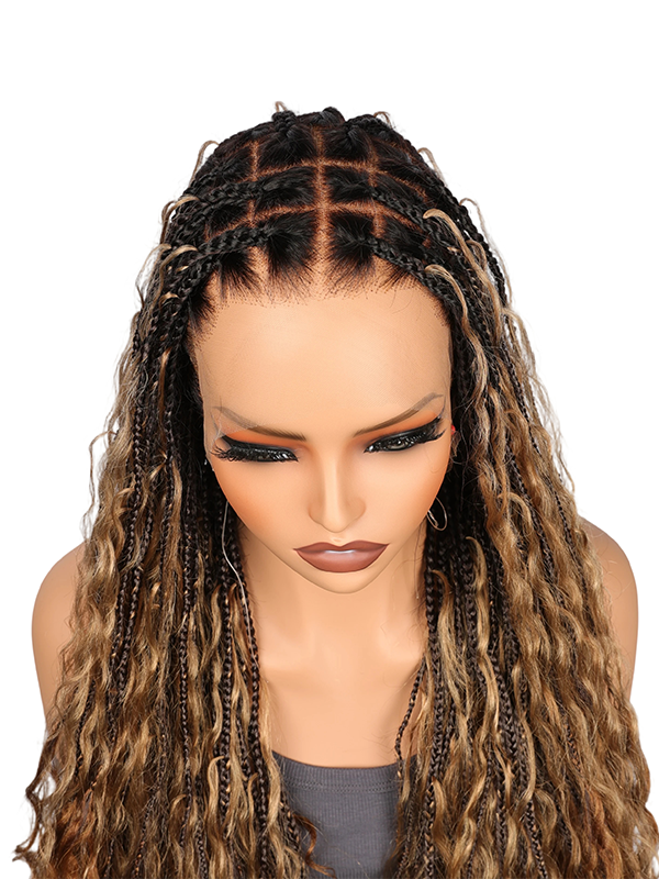 Lwigs Most-Fit Cap Pre-Braided Endless Style Ombre Color Knotless 180% Density Real HD Full Lace Wig UD02