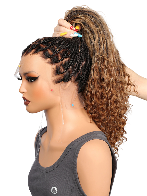 Lwigs Most-Fit Cap Pre-Braided Endless Style Ombre Color Knotless 180% Density Real HD Full Lace Wig UD02