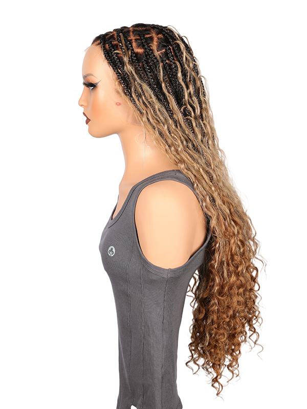 Lwigs Most-Fit Cap Pre-Braided Endless Style Ombre Color Knotless 180% Density Real HD Full Lace Wig UD02