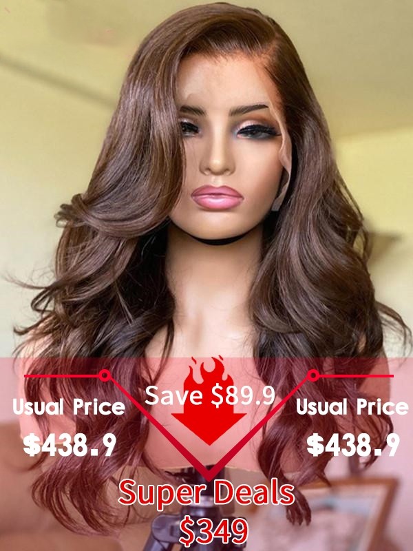 24 Hours Shipping Brown Wigs Human Hair 24 Inches 180% Density Pre-plucked Hairline Cheap 13x6 Body Wave Lace Front Wig SP01