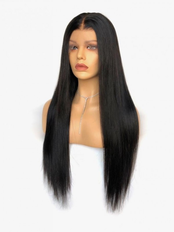 Free Shipping Silky Straight Human Hair 180% Density HD Lace Front Wig Pre-Plucked With Single Knots Lwigs08