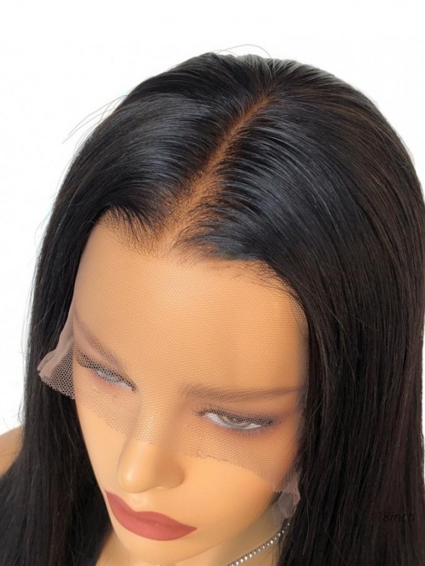 Free Shipping Silky Straight Human Hair 180% Density HD Lace Front Wig Pre-Plucked With Single Knots Lwigs08