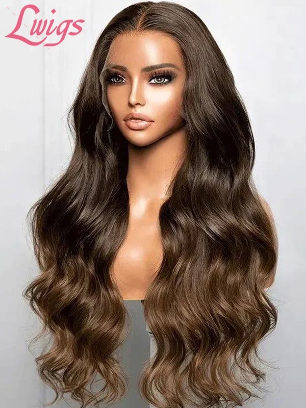 Lwigs Barbie Fashion Sale Single Knots Ombre Brown Color Clean Hairline HD Lace Body Wave 13x6 Lace Front Wigs BA05