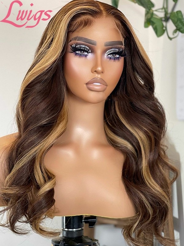 Lwigs New Arrivals Clear Lace And Clean Hairline Wigs Bleached Knots Highlight Wig Body Wave Human Hair Wig Afterpay NEW16