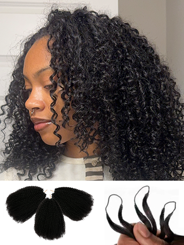Lwigs Lightweight Afro Kinky Curly Knotless Beginner Friendly Pre-Separated Feather Crochet Human Hair Extensions UD34