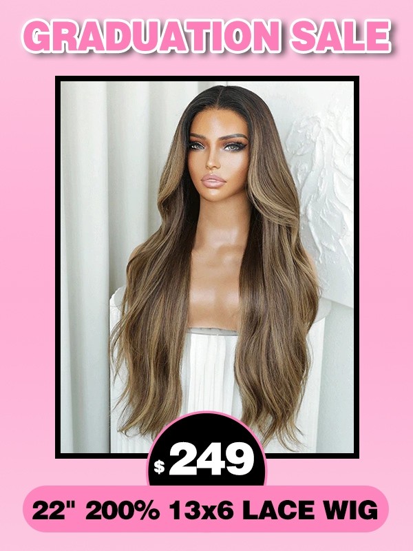 Lwigs Flash Sale Ombre Highlight Color Body Wave 22 Inches 200% Density Bleached Knots HD 13x6 Lace Front Wig EN02