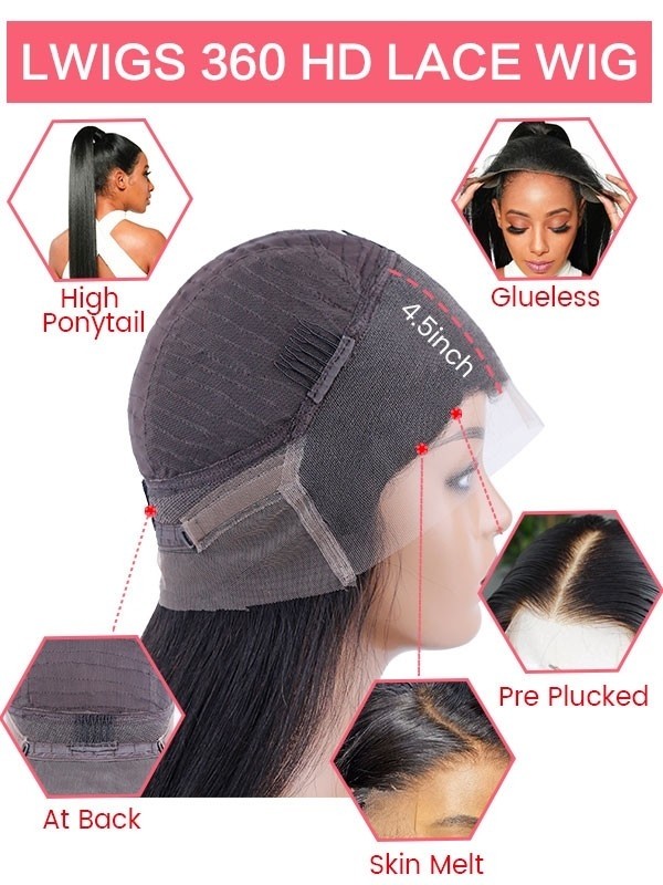 Lwigs Add Length Not Add Price Sale Undetectable HD Lace 16 inch & 18 Inch Human Hair Curly 360 Lace Wigs AD08