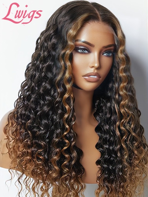 Lwigs New Arrivals 10s Install Loose Curly Ombre Color With Highlights 8x6 Dream 007 Lace Invisible Knots Glueless Wigs PR05