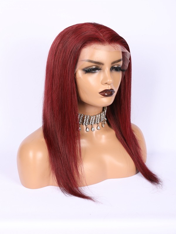 Brazilian Human Hair Burgundy 99j Wig Silk Straight 13x6 HD Lace Wigs Pre Plucked And Bleached Lace Front Wig Real Hair Lwigs309