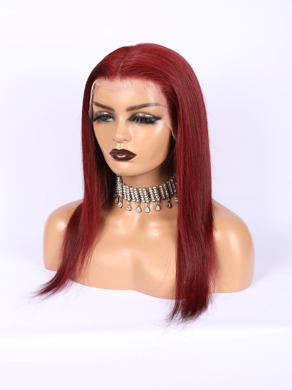 Brazilian Human Hair Burgundy 99j Wig Silk Straight 13x6 HD Lace Wigs Pre Plucked And Bleached Lace Front Wig Real Hair Lwigs309