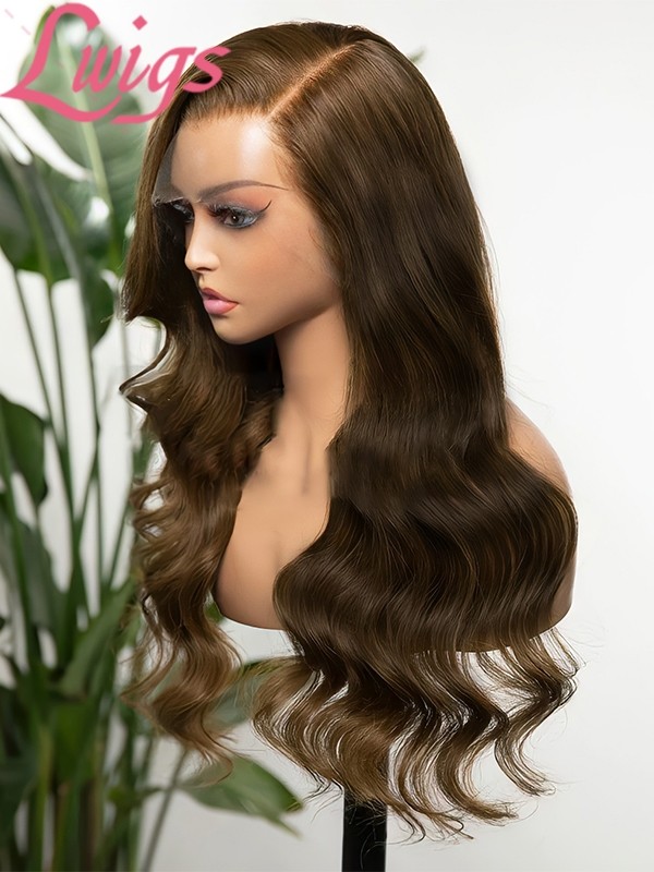 New-In Body Wave Wig Side Part Hairstyles Human Hair Brown Color Wig #4 Glueless Wigs With Baby Hair 360 Lace Wig NEW14