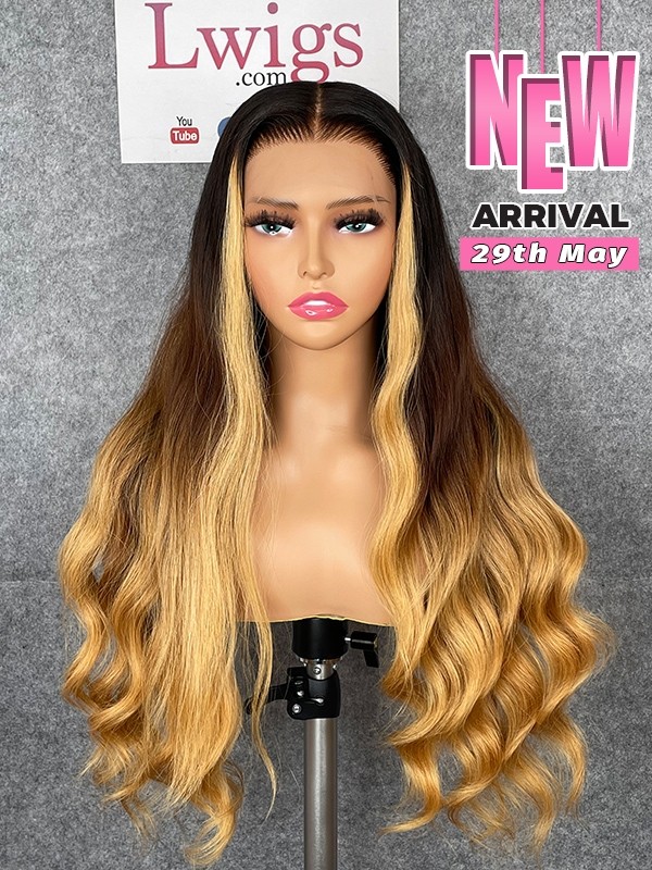 Lwigs Customized China Virgin Human Hair 22 Inches 180% Density 13x6 HD Lace Front Wig Body Wave Ombre Highlight Color Glueless Wig Custom11