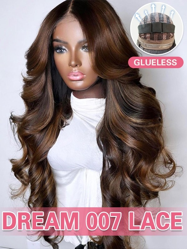 Lwigs New Arrivals 10s Install Body Wave Brown Hair With Highlights 7x5.5 Dream 007 Lace Bleached Clean Knots Glueless Wigs PR04