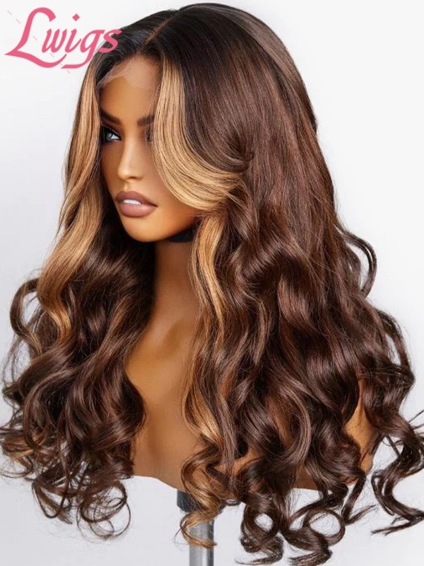 Lwigs New Arrivals Wear Go 8x6 Dream 007 Lace Pre-Plucked Hairline Ombre Highlight Body Wave One Step Install Air Wig PR08