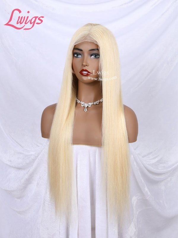 613# Blonde Color Silky Straight Transparent HD Lace Wig Pre Plucked And Bleached Glueless 13x4 Human Hair Wigs With Baby Hair Lwigs71