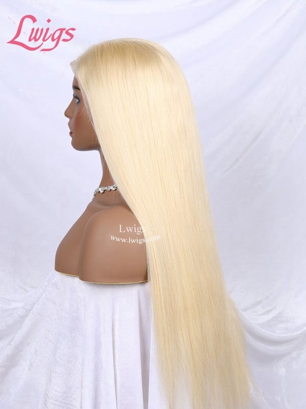  613# Blonde Color Silky Straight 130 Density Glueless 13x4 Transparent Lace Human Hair Wigs With Baby Hair LWigs71