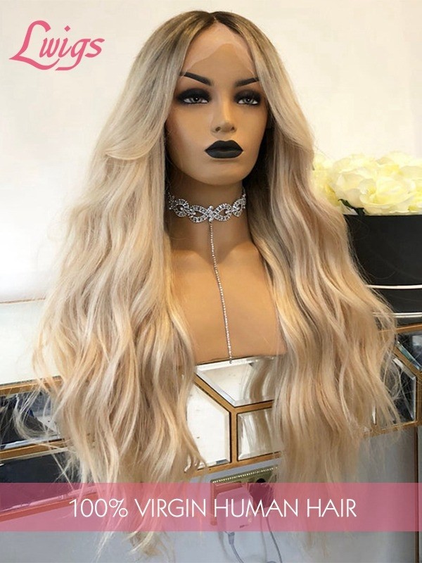 Ash Blonde Color Undetectable HD 13x4 Lace Front Wig Virgin Human Hair Natural Wavy Brown Hair Pre Plucked Hairline Lwigs336