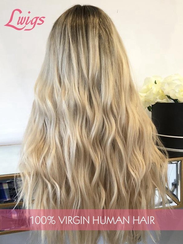 613 Ombre Ash Blonde Color Undetectable HD 13x6 Lace Front Wig Virgin Human Hair Natural Wavy Brown Hair Lace Wigs Pre Plucked Hairline Lwigs336
