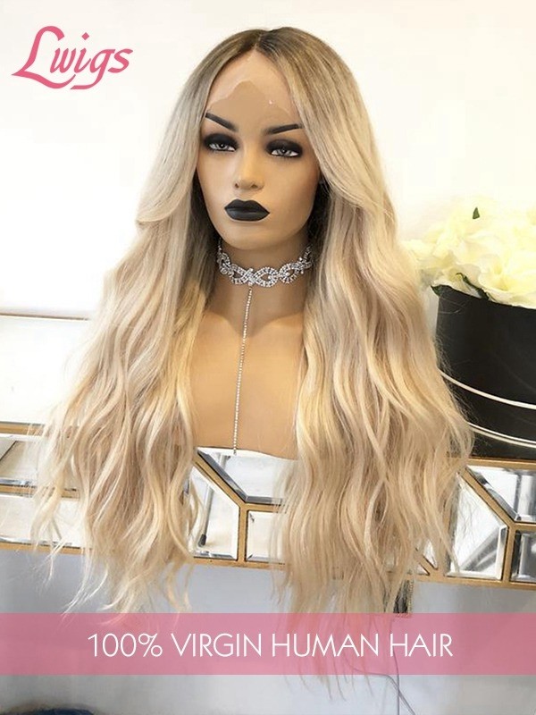 Ash Blonde Color Undetectable HD 13x4 Lace Front Wig Virgin Human Hair Natural Wavy Brown Hair Pre Plucked Hairline Lwigs336