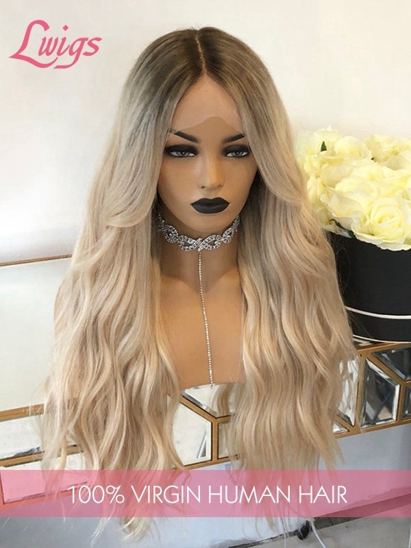 Ash Blonde Color Undetectable HD 13x4 Lace Front Wig Virgin Human Hair Natural Wavy Brown Hair Pre Plucked Hairline Lwigs336