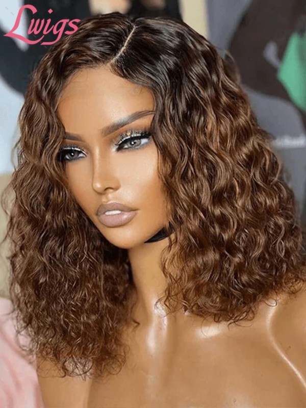 Lwigs New Arrivals Beginner Friendly Ombre Brown Color Big Curly Hairstyles 180% Density Deep Parting 360 Lace Wigs NEW53