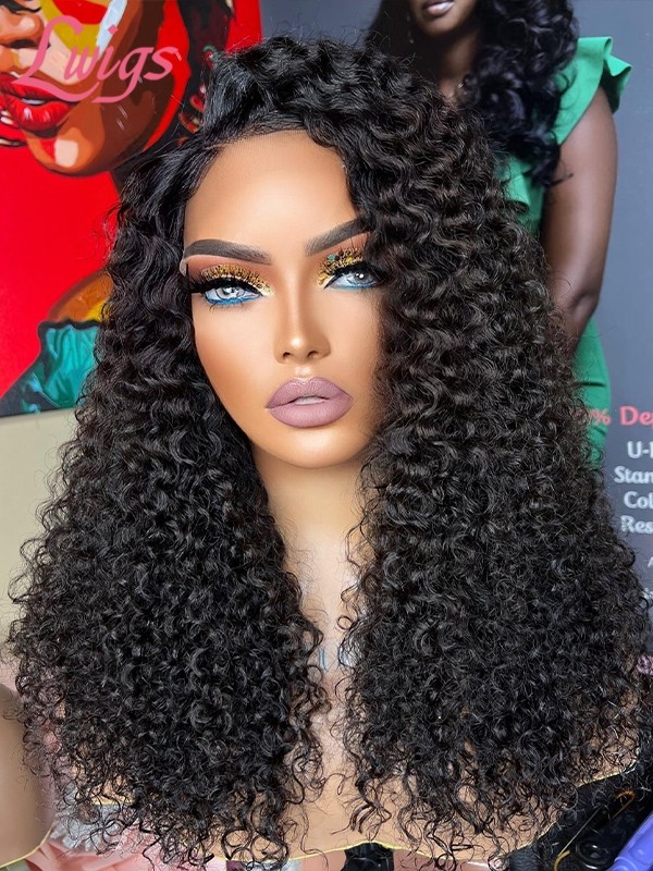 Lwigs New Arrivals Side Part Top Quality Clean Hairline HD Curly Lace Wig Styles 360 Lace Wigs Brazilian Virgin Hair NEW55