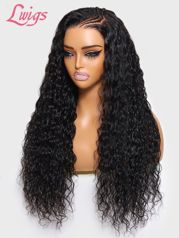 Lwigs New Arrivals Pre-plucked Hairline HD Lace Braided Style Natural Black Deep Wave 13x6 Lace Front Wig NEW99
