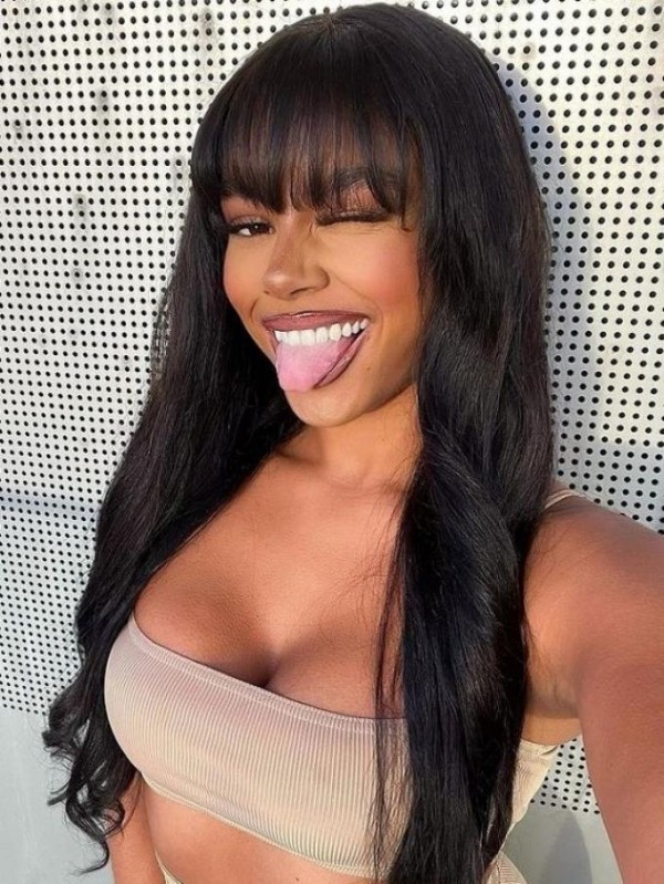Unprocessed Natural Color Brazilian Virgin Human Hair 360 Dream Swiss Lace Wig Straight Hair With Bangs Lwigs204