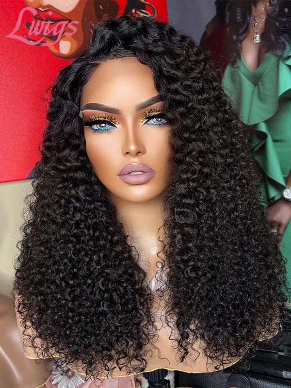 Lwigs New Arrivals Side Part Top Quality Clean Hairline HD Curly Lace Wig Styles 360 Lace Wigs Brazilian Virgin Hair NEW55