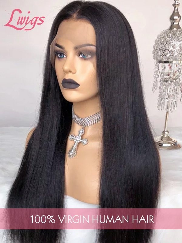Natural Hairline Brazilian Virgin Hair Dream Swiss Lace Wig Light Yaki Human Hair Style 360 Lace Frontal Wigs Lwigs196