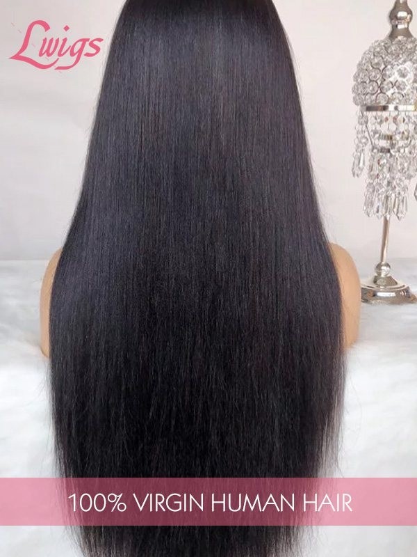 Natural Hairline Brazilian Virgin Hair Dream Swiss Lace Wig Light Yaki Human Hair Style 360 Lace Frontal Wigs Lwigs196