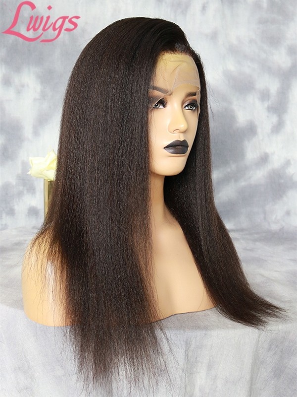 Brazilian Virgin Human Hair 13x6 Kinky Yaki Undetectable HD Swiss Lace Front Wigs For Black Women Lwigs163