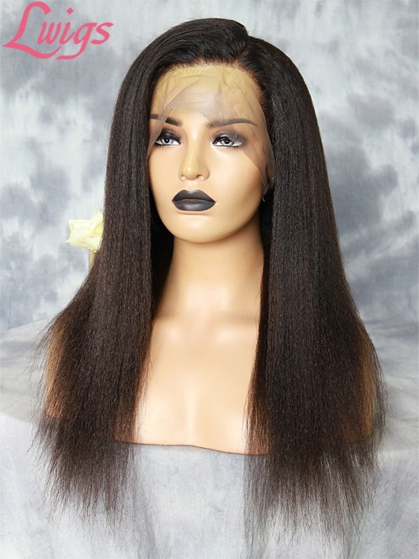 Brazilian Virgin Human Hair 13x6 Kinky Yaki Undetectable HD Swiss Lace Front Wigs For Black Women Lwigs163