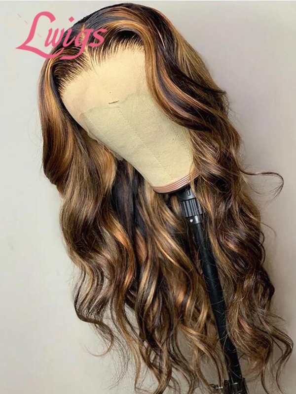 Lwigs New Arrivals Breathable Cap Glueless 8x6 Dream 007 Lace Highlight Color Wavy Hair With Bleached Invisible Knots PR02nvisible Knots PR02