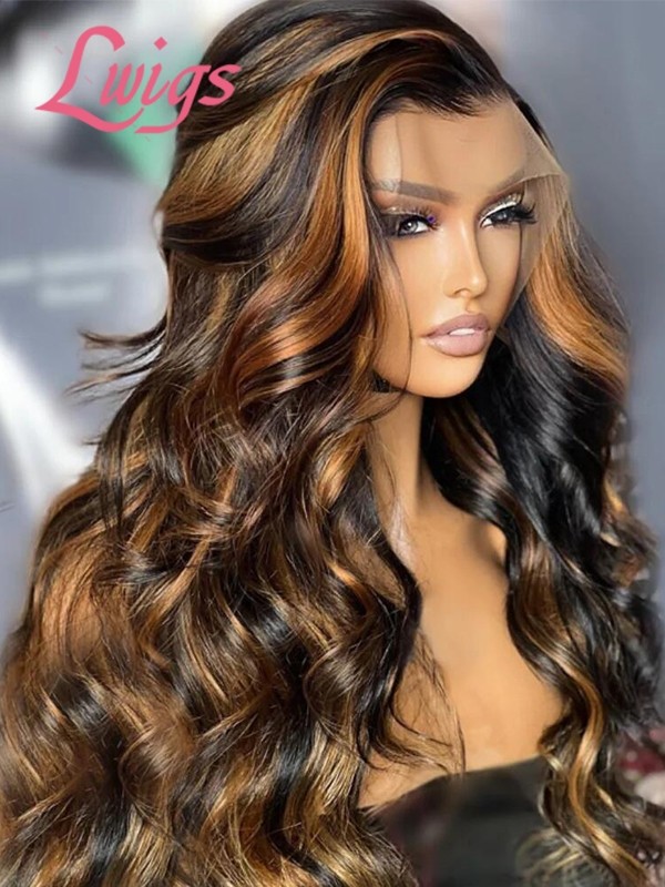 Lwigs New Arrivals Breathable Cap Glueless 8x6 Dream 007 Lace Highlight Color Wavy Hair With Bleached Invisible Knots PR02
