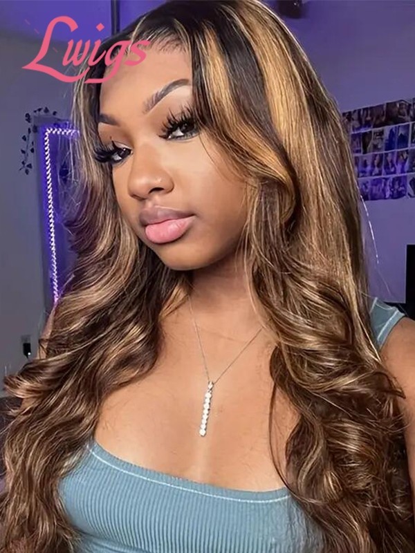 Lwigs New Arrivals Breathable Cap Glueless 8x6 Dream 007 Lace Highlight Color Wavy Hair With Bleached Invisible Knots PR02