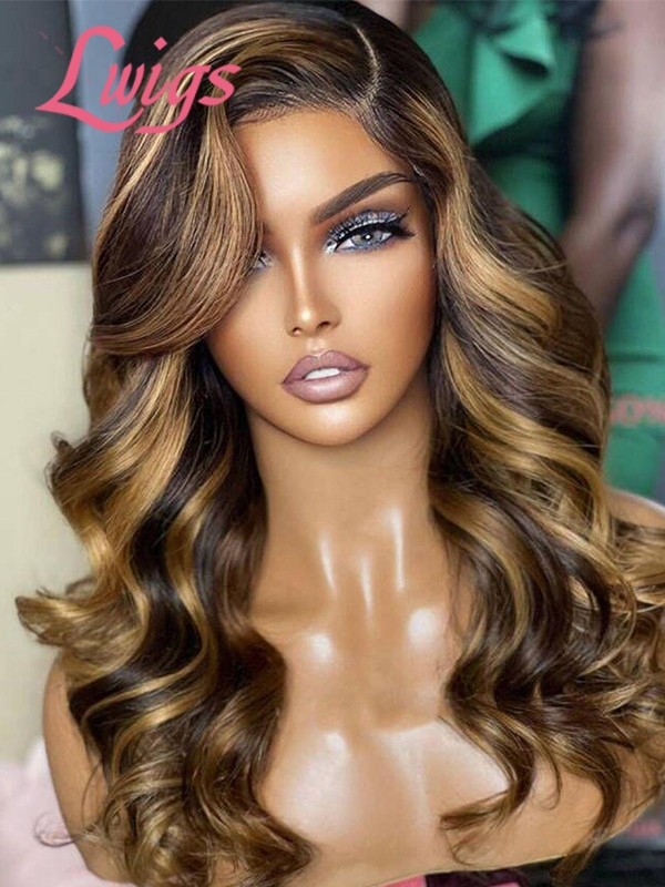 Lwigs New Arrivals Breathable Cap Glueless 8x6 Dream 007 Lace Highlight Color Wavy Hair With Bleached Invisible Knots PR02