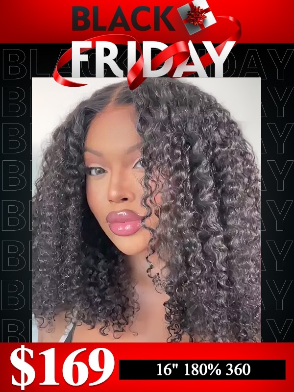 Lwigs 2024 Black Friday Sale Natural Color Pre plucked 16 Inches 180 Density Beginner Friendly Curly